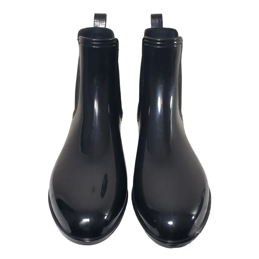 INC International Concepts Raelyn Black Pull On Ankle Rain Boots Sz 11M